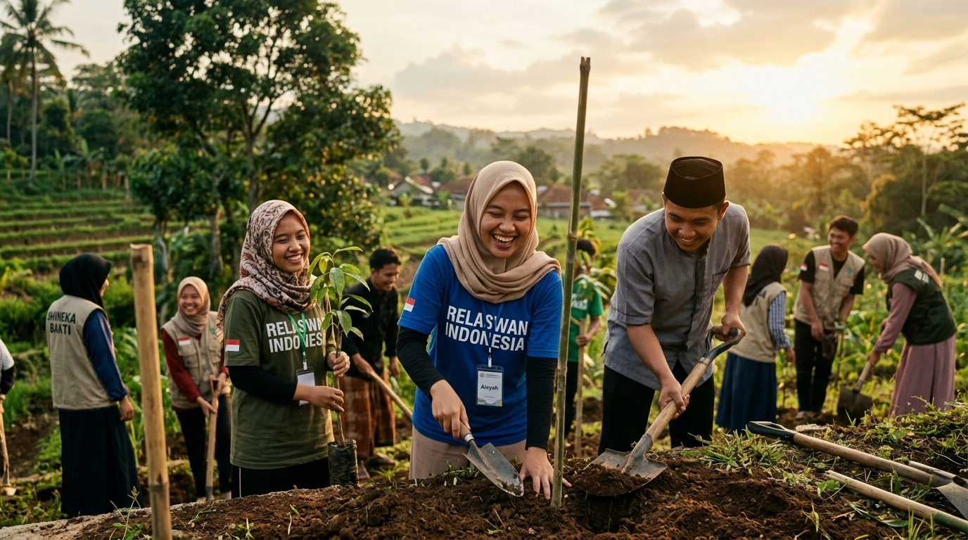 Aksi nyata santri dan relawan generasi muda Pena Ilmu berkontribusi langsung bagi masyarakat